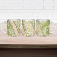 Green Palaka Hawaii Leis Ceramic Mug Hawaiian-plaid Elegant Tropical Vibes - Polynesian Pride