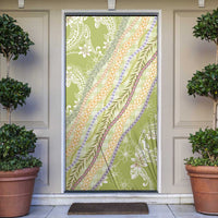 Green Palaka Hawaii Leis Door Cover Hawaiian-plaid Elegant Tropical Vibes - Polynesian Pride