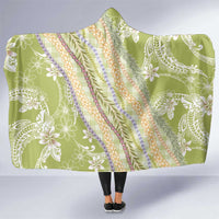 Green Palaka Hawaii Leis Hooded Blanket Hawaiian-plaid Elegant Tropical Vibes - Polynesian Pride