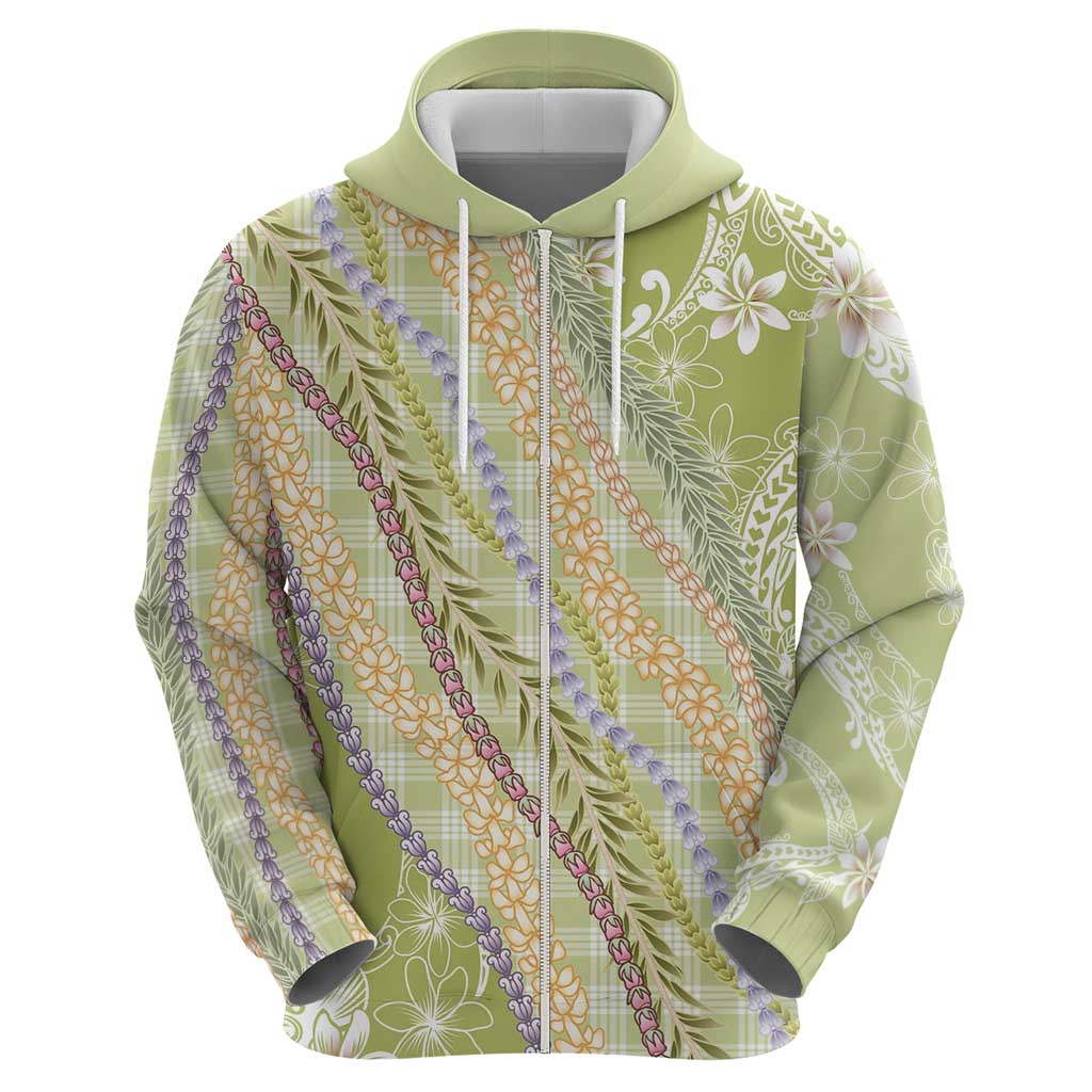 Green Palaka Hawaii Leis Hoodie Hawaiian-plaid Elegant Tropical Vibes - Polynesian Pride
