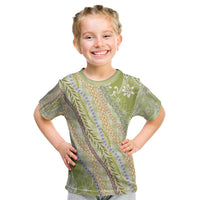 Green Palaka Hawaii Leis Kid T Shirt Hawaiian-plaid Elegant Tropical Vibes - Polynesian Pride