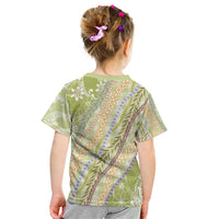 Green Palaka Hawaii Leis Kid T Shirt Hawaiian-plaid Elegant Tropical Vibes - Polynesian Pride