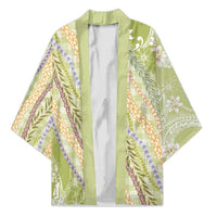 Green Palaka Hawaii Leis Kimono Hawaiian-plaid Elegant Tropical Vibes - Polynesian Pride