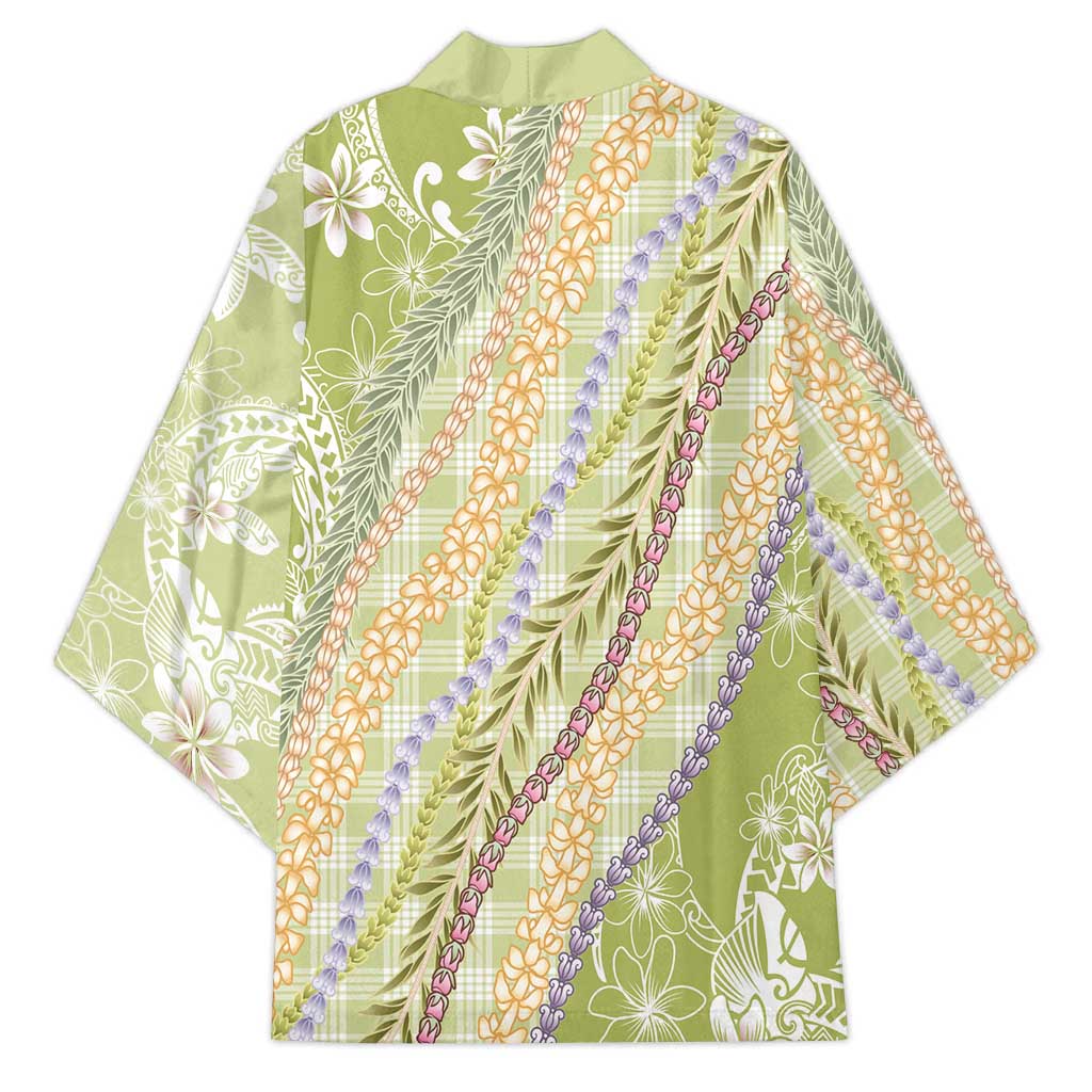 Green Palaka Hawaii Leis Kimono Hawaiian-plaid Elegant Tropical Vibes - Polynesian Pride