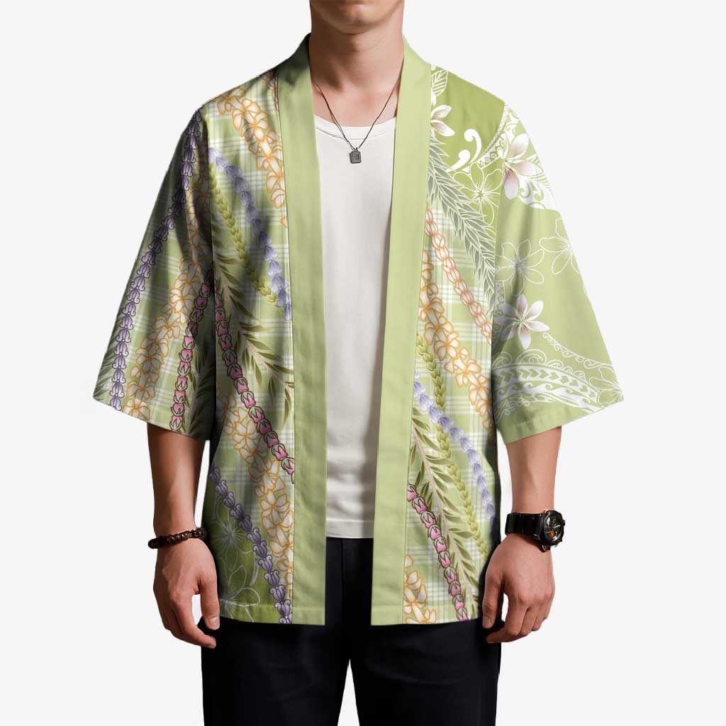 Green Palaka Hawaii Leis Kimono Hawaiian-plaid Elegant Tropical Vibes - Polynesian Pride