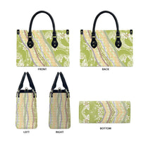 Green Palaka Hawaii Leis Leather Bag Hawaiian-plaid Elegant Tropical Vibes - Polynesian Pride