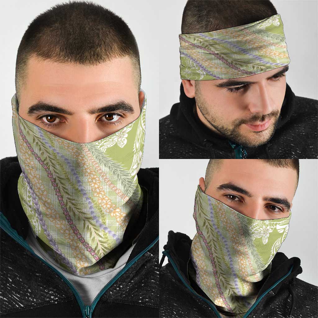 Green Palaka Hawaii Leis Neck Gaiter Hawaiian-plaid Elegant Tropical Vibes - Polynesian Pride