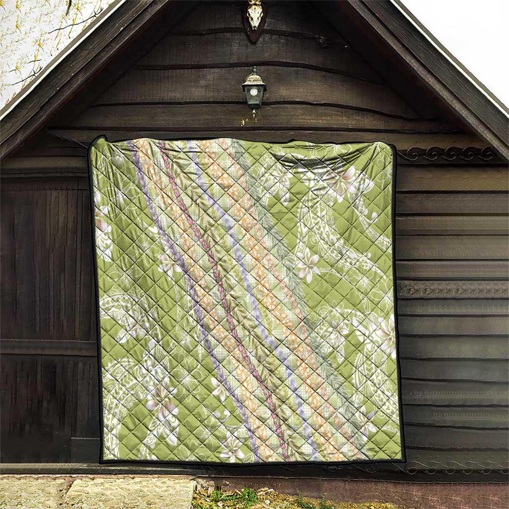 Green Palaka Hawaii Leis Quilt Hawaiian-plaid Elegant Tropical Vibes LT14 - Polynesian Pride