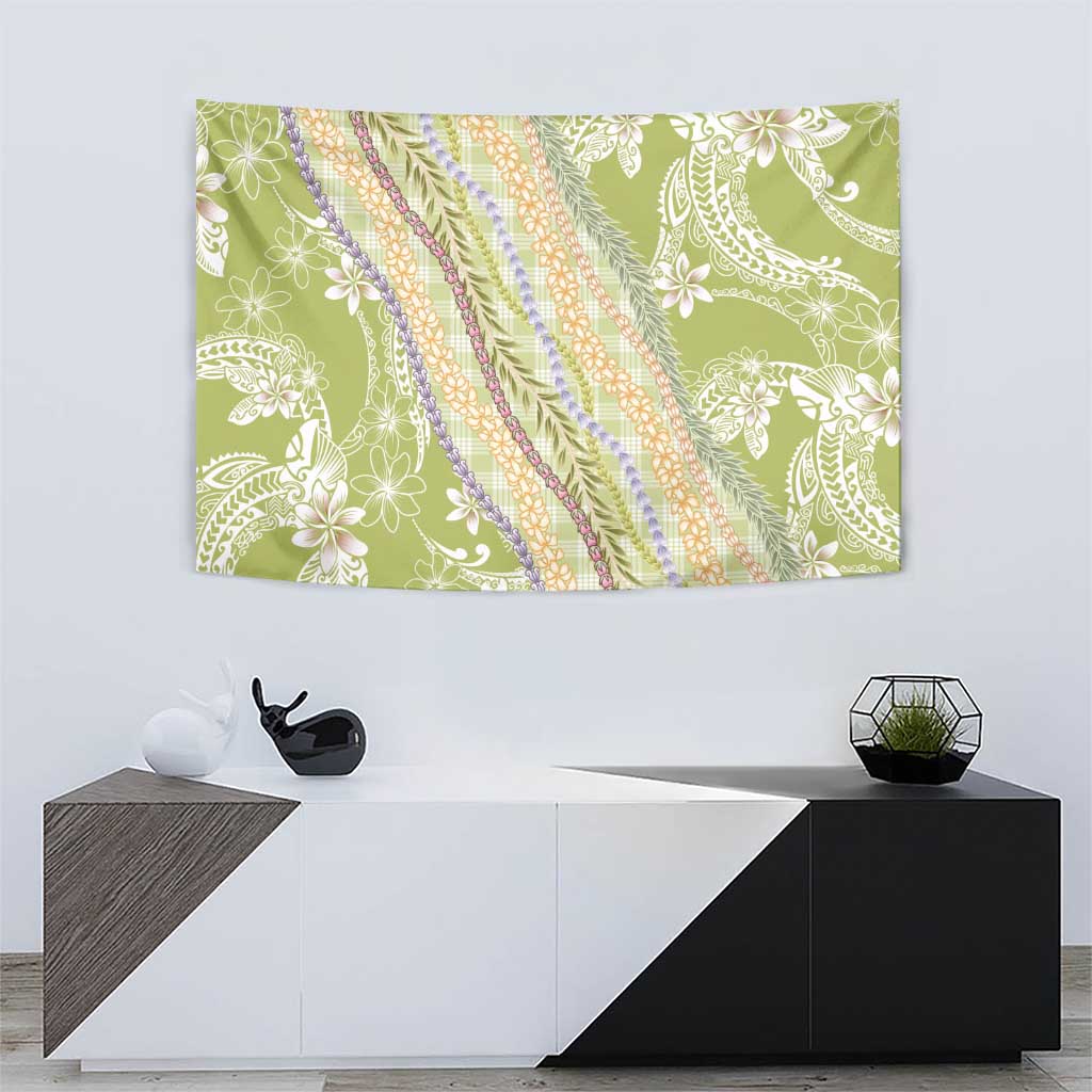 Green Palaka Hawaii Leis Tapestry Hawaiian-plaid Elegant Tropical Vibes - Polynesian Pride