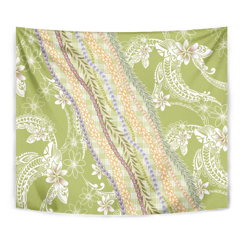 Green Palaka Hawaii Leis Tapestry Hawaiian-plaid Elegant Tropical Vibes - Polynesian Pride