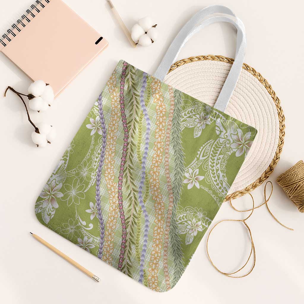 Green Palaka Hawaii Leis Tote Bag Hawaiian-plaid Elegant Tropical Vibes - Polynesian Pride