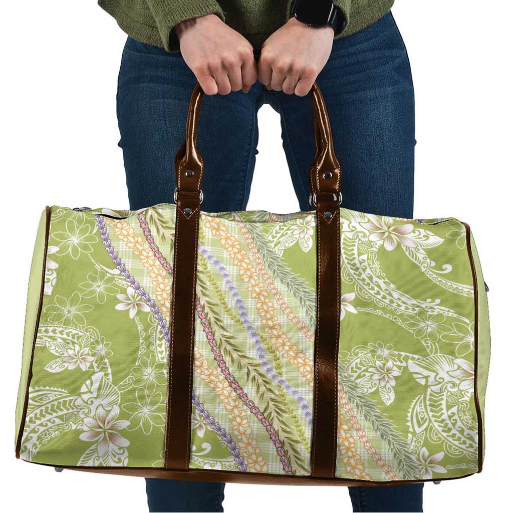 Green Palaka Hawaii Leis Travel Bag Hawaiian-plaid Elegant Tropical Vibes - Polynesian Pride
