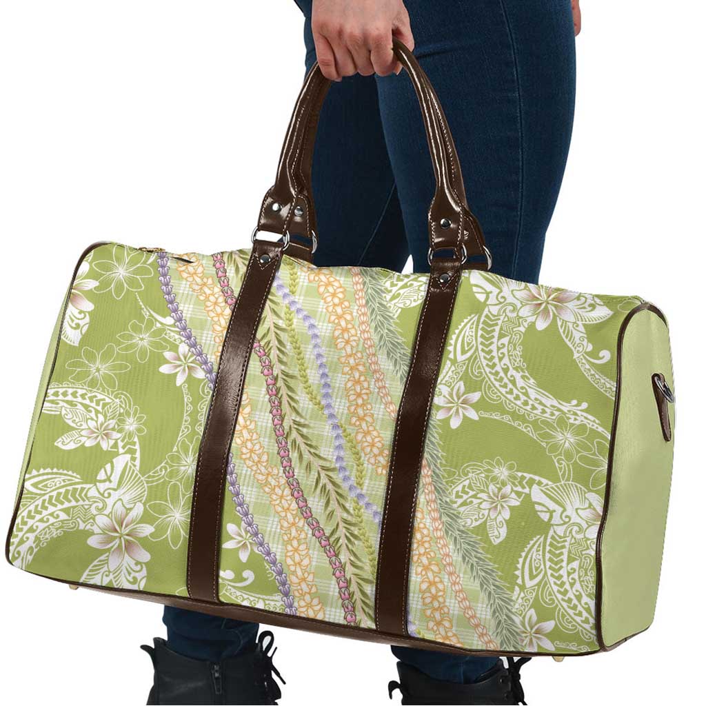 Green Palaka Hawaii Leis Travel Bag Hawaiian-plaid Elegant Tropical Vibes - Polynesian Pride