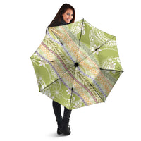 Green Palaka Hawaii Leis Umbrella Hawaiian-plaid Elegant Tropical Vibes - Polynesian Pride