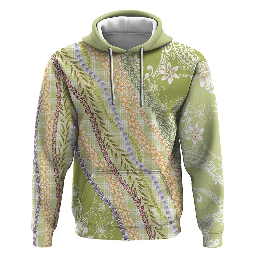 Green Palaka Hawaii Leis Zip Hoodie Hawaiian-plaid Elegant Tropical Vibes - Polynesian Pride