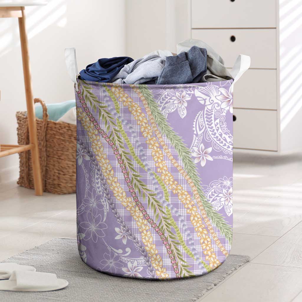 Purple Palaka Hawaii Leis Laundry Basket Hawaiian-plaid Elegant Tropical Vibes - Polynesian Pride