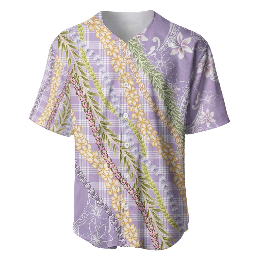 Purple Palaka Hawaii Leis Baseball Jersey Hawaiian-plaid Elegant Tropical Vibes - Polynesian Pride