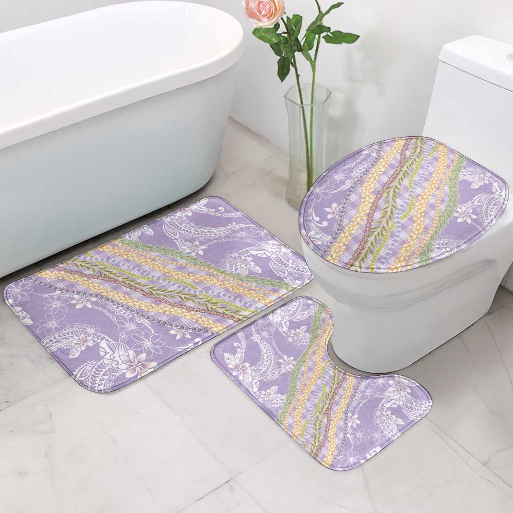 Purple Palaka Hawaii Leis Bathroom Set Hawaiian-plaid Elegant Tropical Vibes - Polynesian Pride