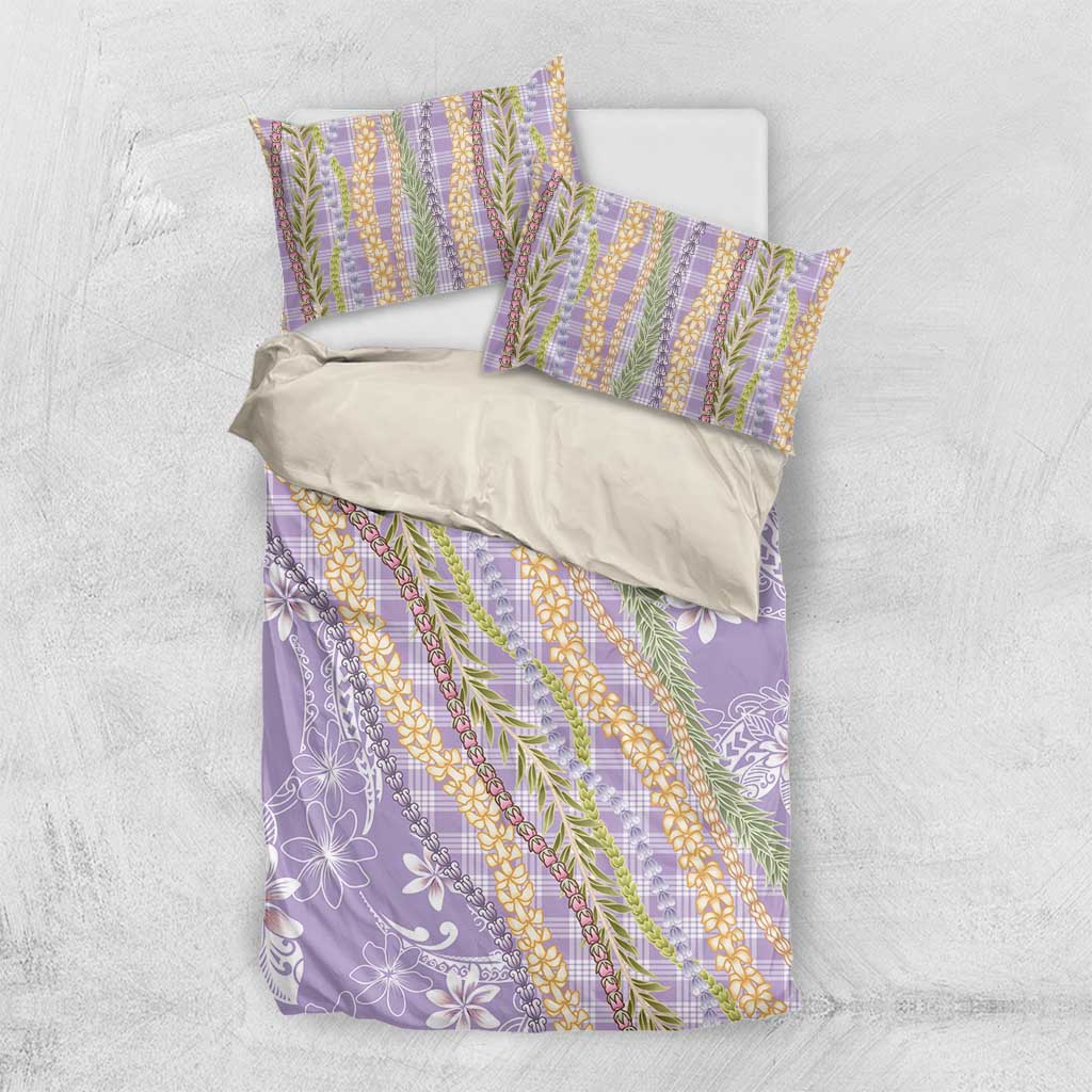 Purple Palaka Hawaii Leis Bedding Set Hawaiian-plaid Elegant Tropical Vibes - Polynesian Pride