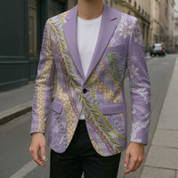 Purple Palaka Hawaii Leis Blazer Hawaiian-plaid Elegant Tropical Vibes - Polynesian Pride