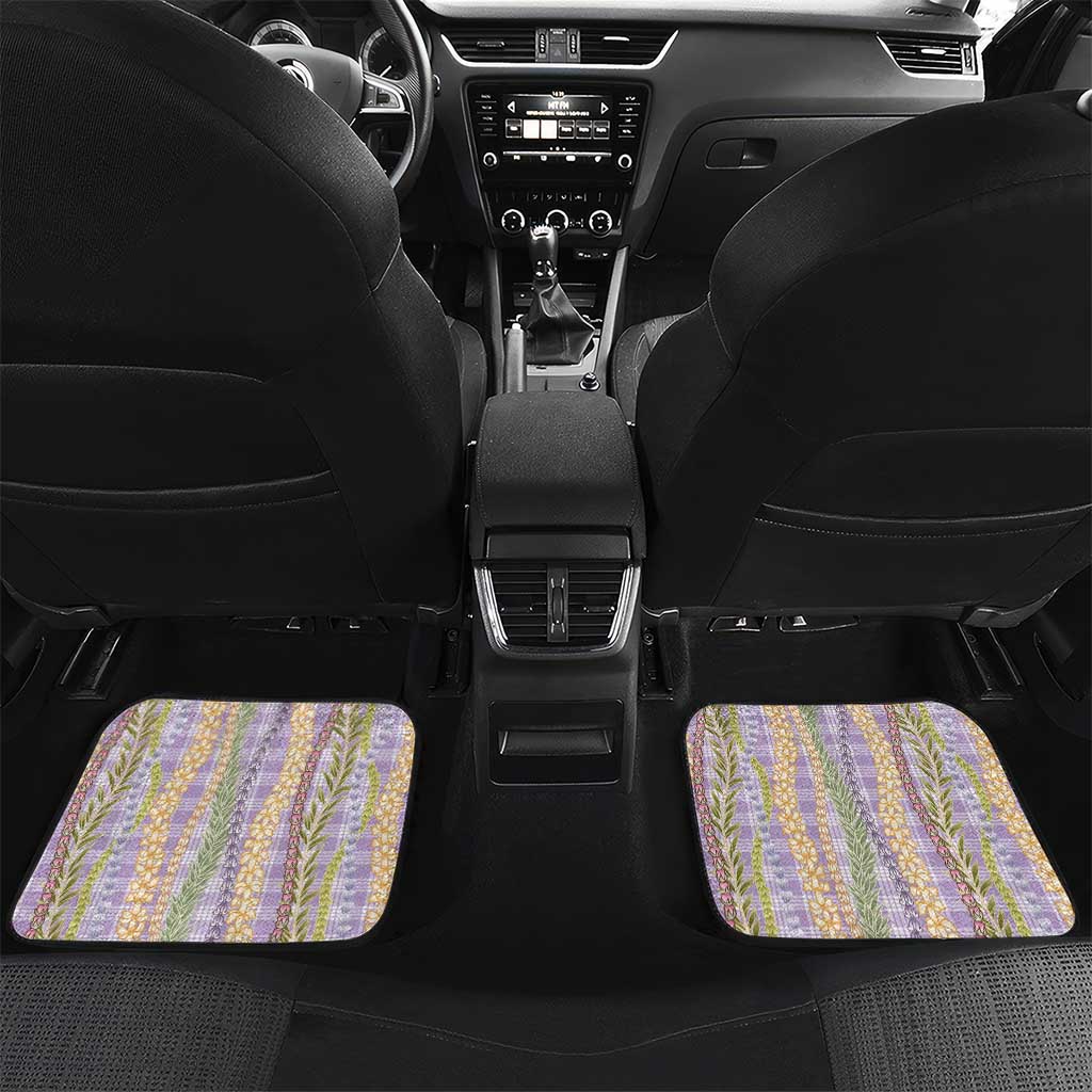 Purple Palaka Hawaii Leis Car Mats Hawaiian-plaid Elegant Tropical Vibes - Polynesian Pride