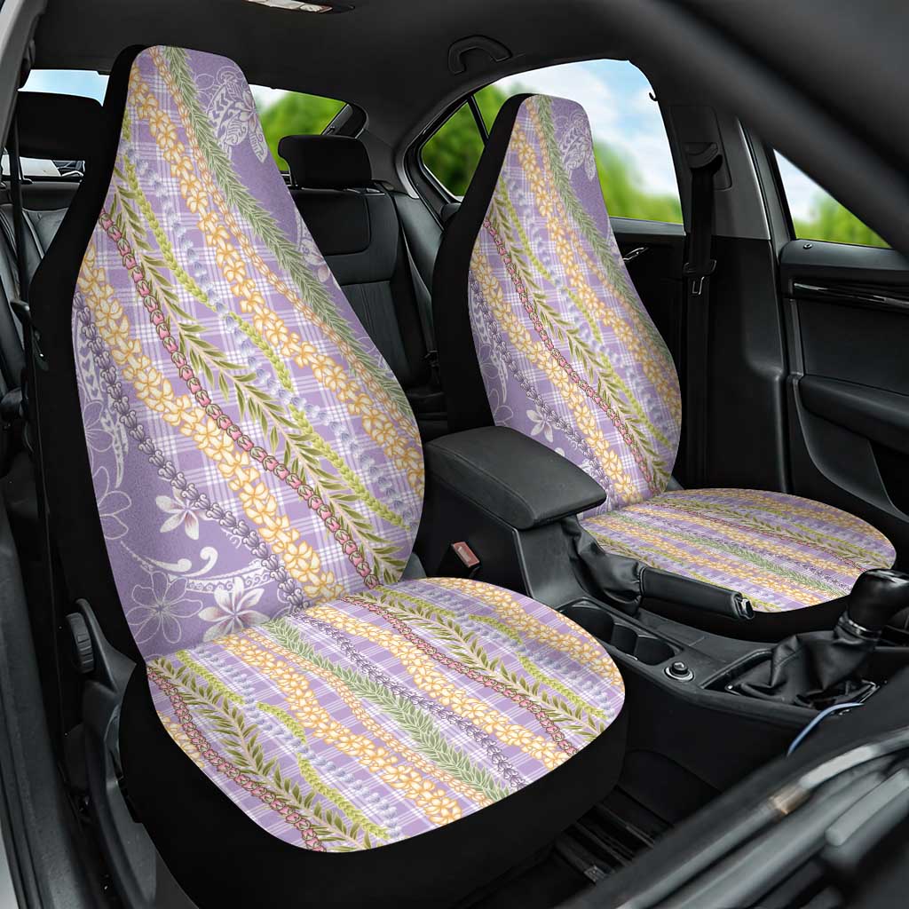Purple Palaka Hawaii Leis Car Seat Cover Hawaiian-plaid Elegant Tropical Vibes - Polynesian Pride