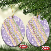Purple Palaka Hawaii Leis Ceramic Ornament Hawaiian-plaid Elegant Tropical Vibes - Polynesian Pride