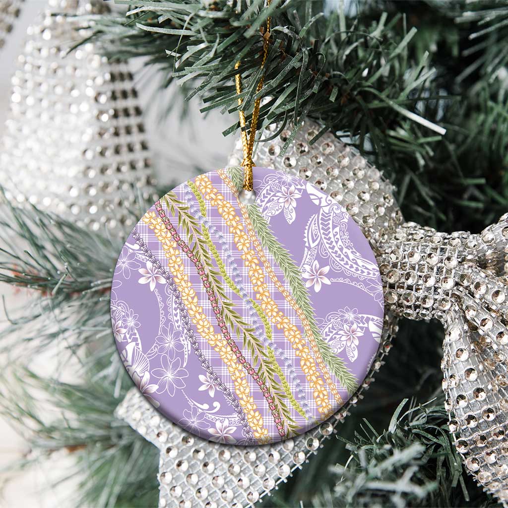 Purple Palaka Hawaii Leis Ceramic Ornament Hawaiian-plaid Elegant Tropical Vibes - Polynesian Pride