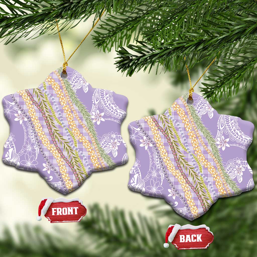 Purple Palaka Hawaii Leis Ceramic Ornament Hawaiian-plaid Elegant Tropical Vibes - Polynesian Pride