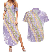 Purple Palaka Hawaii Leis Couples Matching Summer Maxi Dress and Hawaiian Shirt Hawaiian-plaid Elegant Tropical Vibes - Polynesian Pride