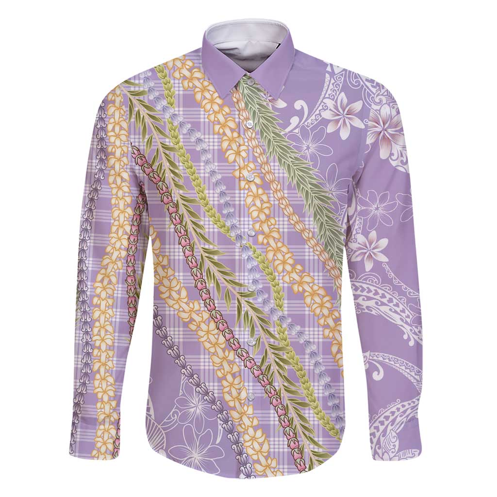 Purple Palaka Hawaii Leis Family Matching Off Shoulder Short Dress and Hawaiian Shirt Hawaiian-plaid Elegant Tropical Vibes - Polynesian Pride