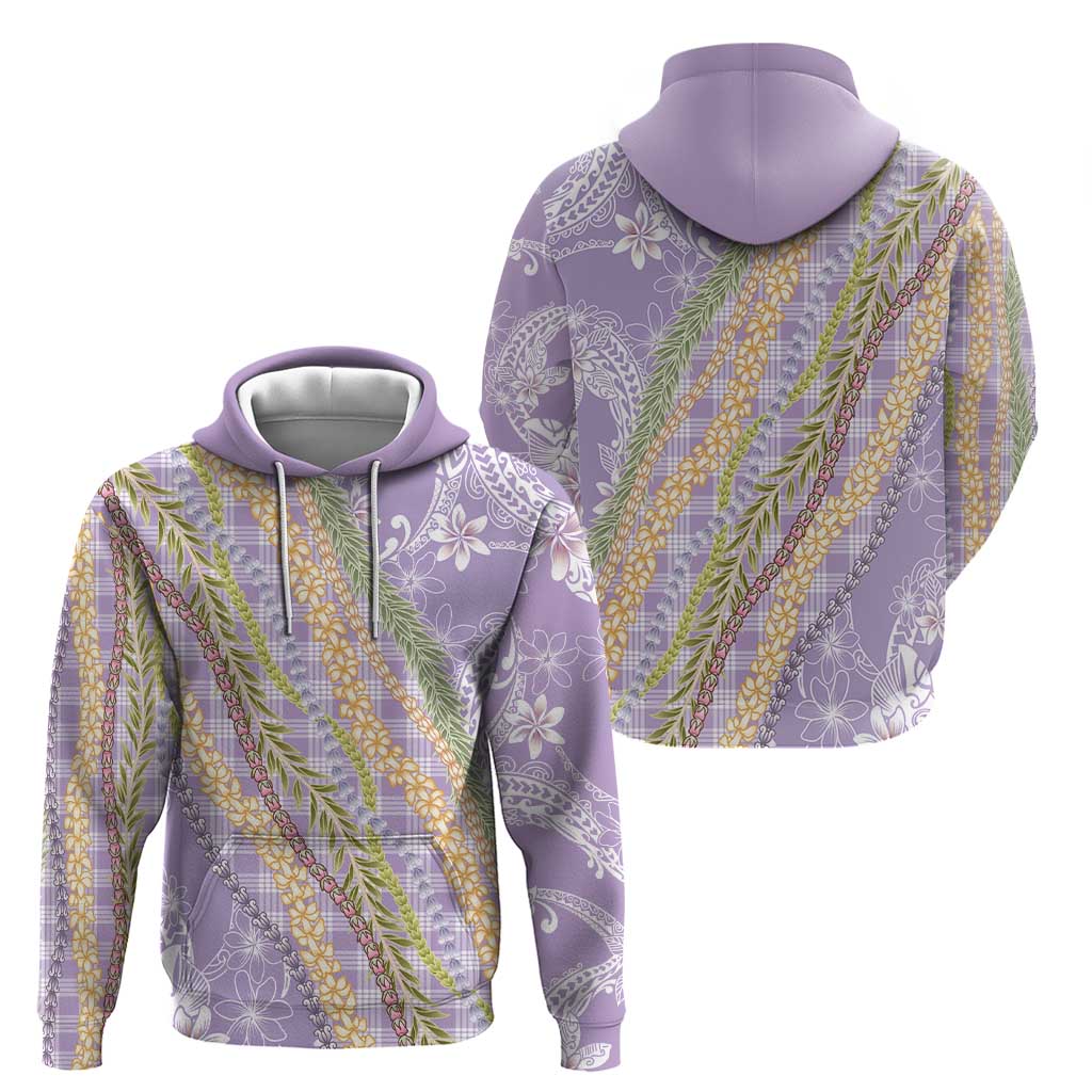 Purple Palaka Hawaii Leis Hoodie Hawaiian-plaid Elegant Tropical Vibes - Polynesian Pride