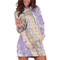 Purple Palaka Hawaii Leis Hoodie Dress Hawaiian-plaid Elegant Tropical Vibes - Polynesian Pride