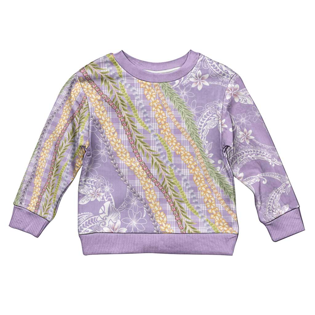 Purple Palaka Hawaii Leis Kid Ugly Christmas Sweater Hawaiian-plaid Elegant Tropical Vibes - Polynesian Pride