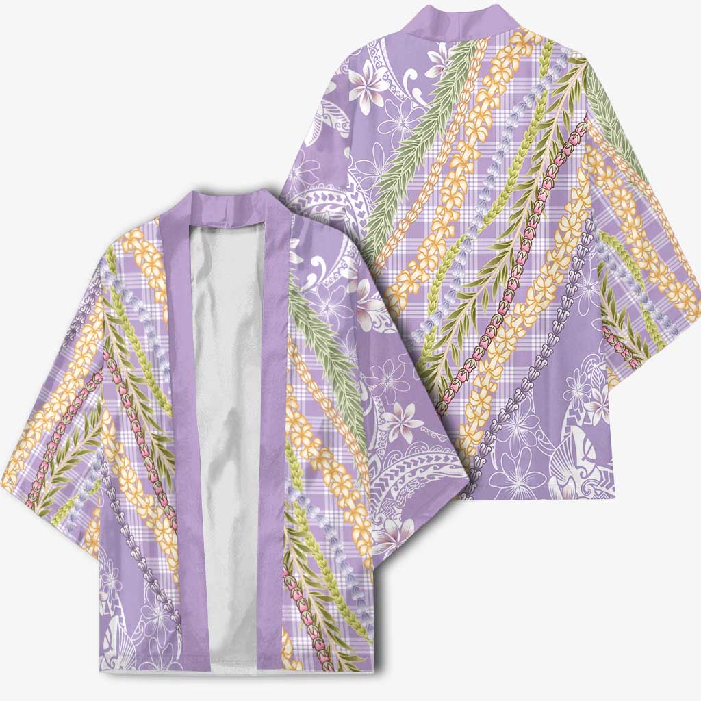 Purple Palaka Hawaii Leis Kimono Hawaiian-plaid Elegant Tropical Vibes - Polynesian Pride