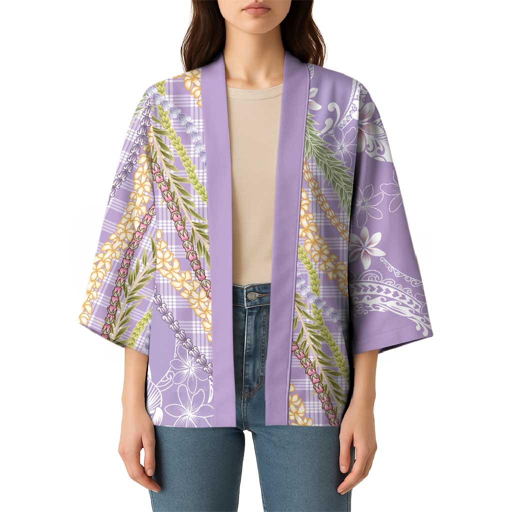 Purple Palaka Hawaii Leis Kimono Hawaiian-plaid Elegant Tropical Vibes - Polynesian Pride