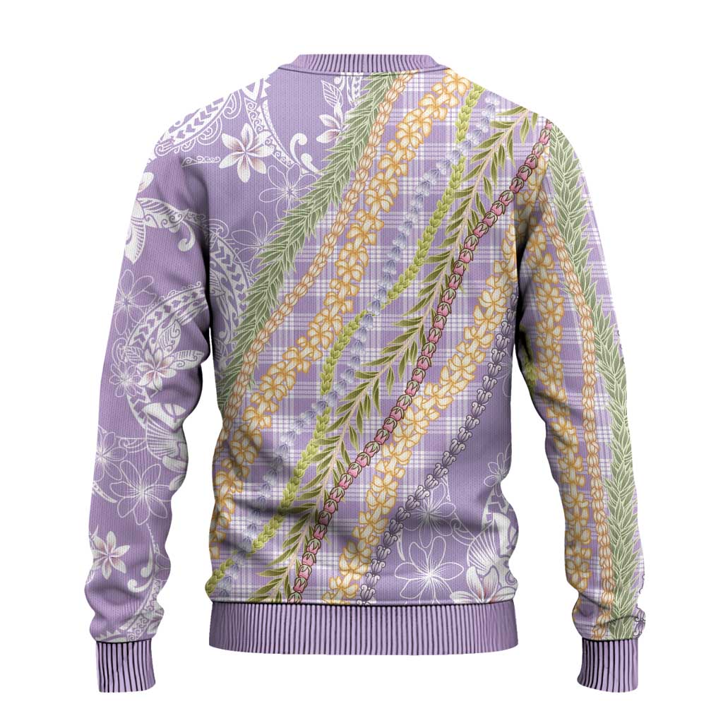 Purple Palaka Hawaii Leis Ugly Christmas Sweater Hawaiian-plaid Elegant Tropical Vibes - Polynesian Pride