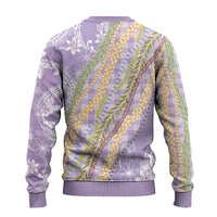 Purple Palaka Hawaii Leis Ugly Christmas Sweater Hawaiian-plaid Elegant Tropical Vibes - Polynesian Pride