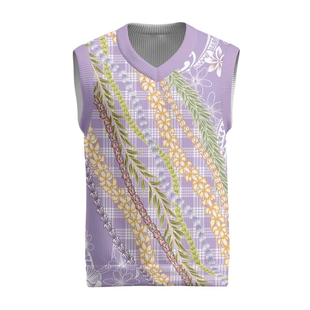 Purple Palaka Hawaii Leis Christmas Knitted V-Neck Vest Hawaiian-plaid Elegant Tropical Vibes - Polynesian Pride