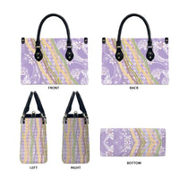 Purple Palaka Hawaii Leis Leather Bag Hawaiian-plaid Elegant Tropical Vibes - Polynesian Pride