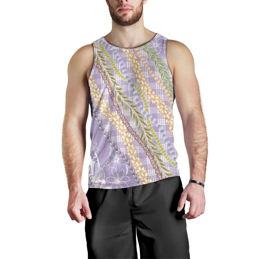 Purple Palaka Hawaii Leis Men Tank Top Hawaiian-plaid Elegant Tropical Vibes - Polynesian Pride