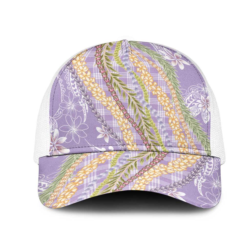 Purple Palaka Hawaii Leis Mesh Trucker Cap Hawaiian-plaid Elegant Tropical Vibes - Polynesian Pride