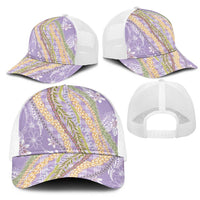 Purple Palaka Hawaii Leis Mesh Trucker Cap Hawaiian-plaid Elegant Tropical Vibes - Polynesian Pride