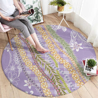 Purple Palaka Hawaii Leis Round Carpet Hawaiian-plaid Elegant Tropical Vibes - Polynesian Pride