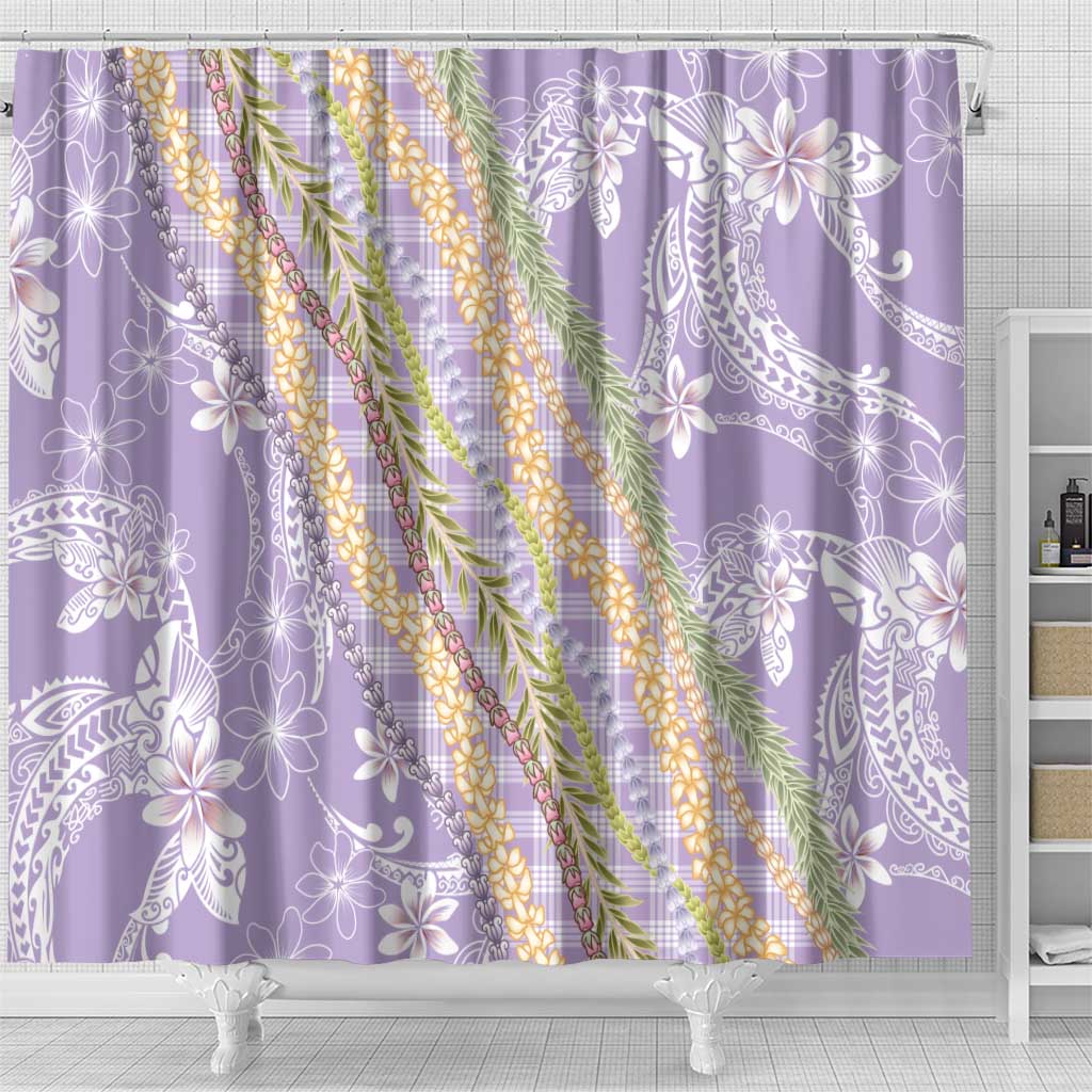 Purple Palaka Hawaii Leis Shower Curtain Hawaiian-plaid Elegant Tropical Vibes - Polynesian Pride
