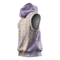 Purple Palaka Hawaii Leis Sleeveless Hoodie Hawaiian-plaid Elegant Tropical Vibes - Polynesian Pride