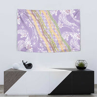 Purple Palaka Hawaii Leis Tapestry Hawaiian-plaid Elegant Tropical Vibes - Polynesian Pride