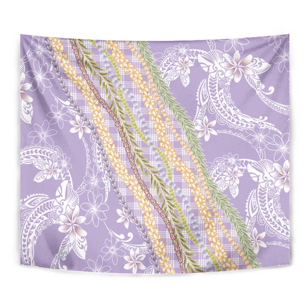 Purple Palaka Hawaii Leis Tapestry Hawaiian-plaid Elegant Tropical Vibes - Polynesian Pride