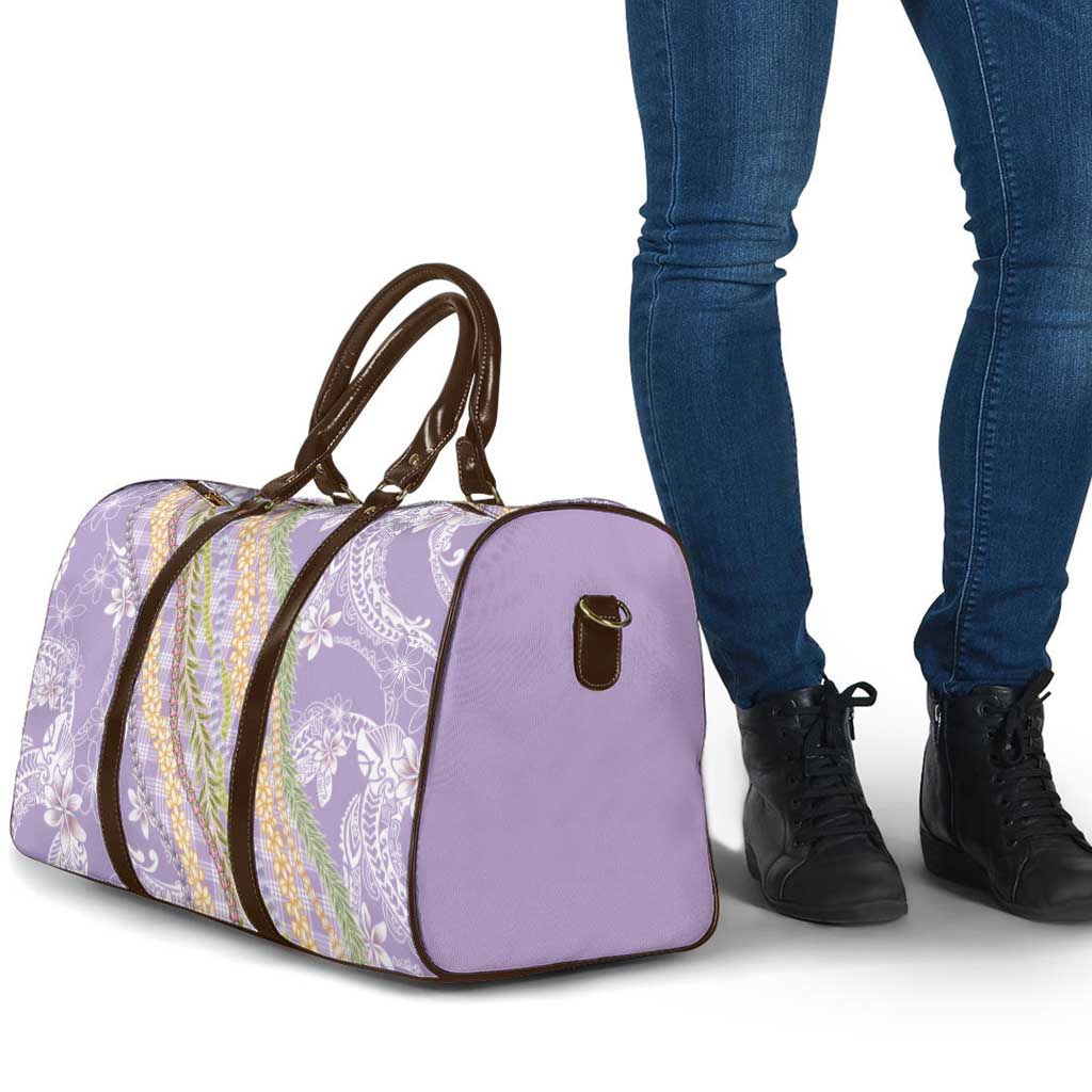 Purple Palaka Hawaii Leis Travel Bag Hawaiian-plaid Elegant Tropical Vibes - Polynesian Pride