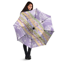 Purple Palaka Hawaii Leis Umbrella Hawaiian-plaid Elegant Tropical Vibes - Polynesian Pride